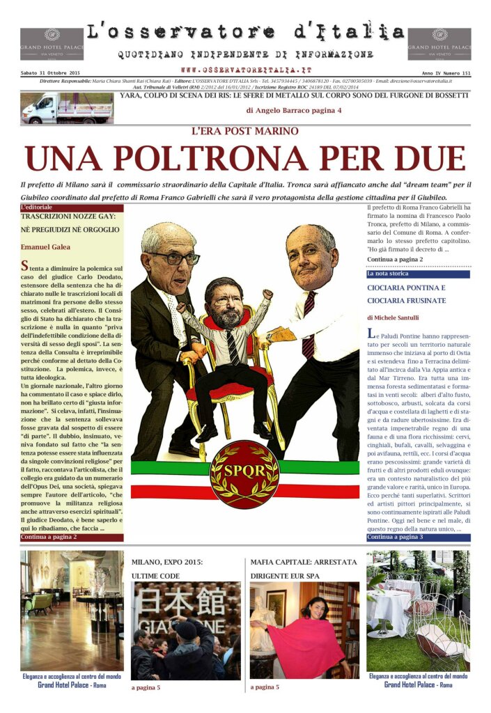 L'osservatore d'Italia edizione del 31 Ottobre 2015